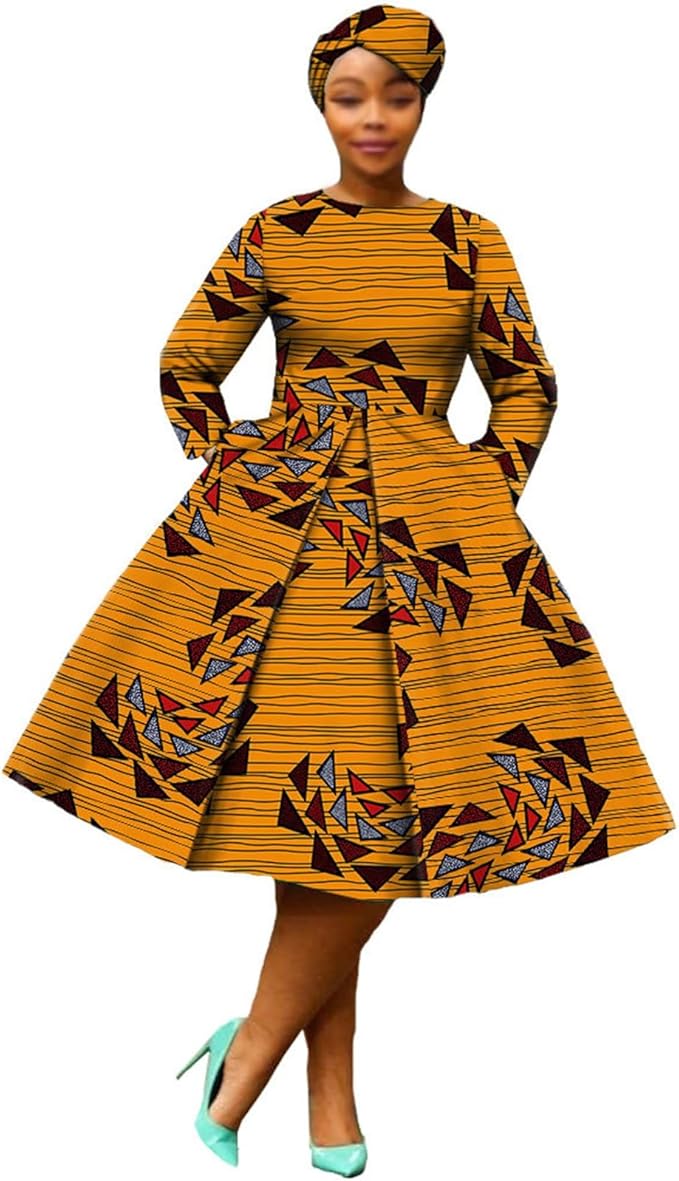 Womens Dress African Tribal Print Patchwork Wax Fashion Dress