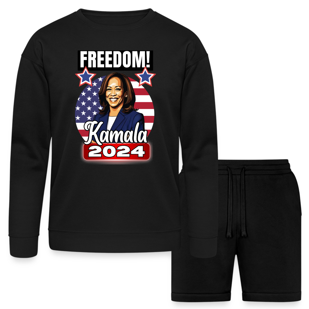 Freedom with Kamala Harris 2024. Bella + Canvas Unisex Sweatshirt & Short Set - black