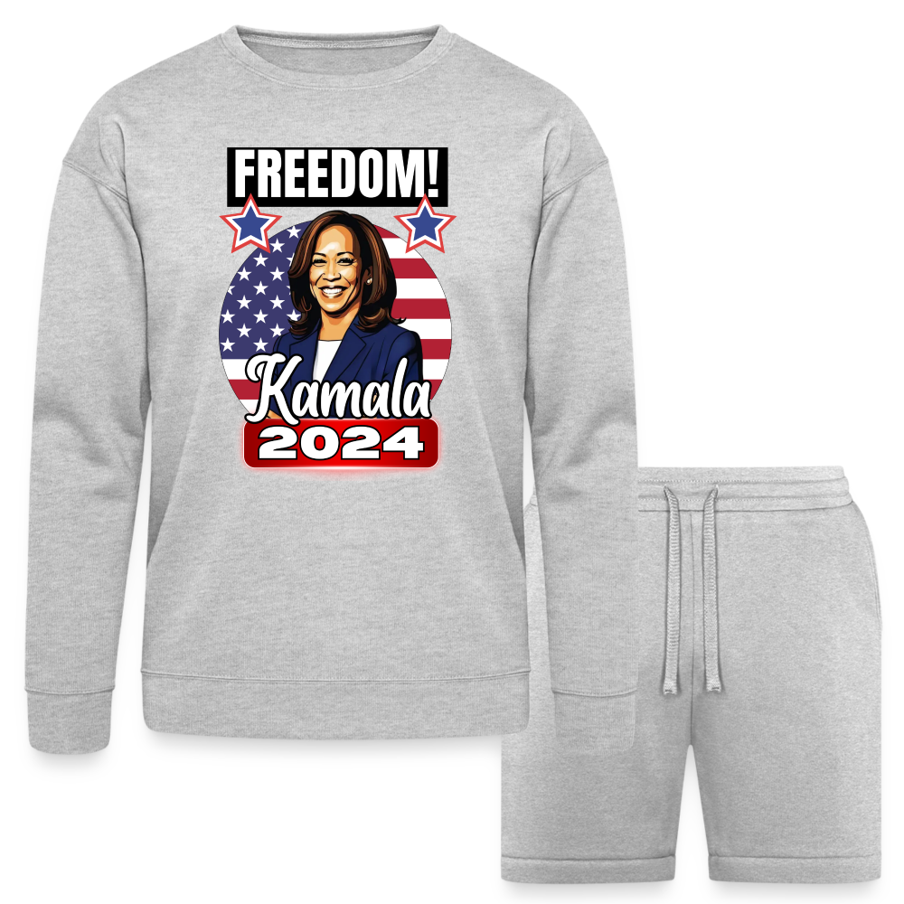 Freedom with Kamala Harris 2024. Bella + Canvas Unisex Sweatshirt & Short Set - heather gray