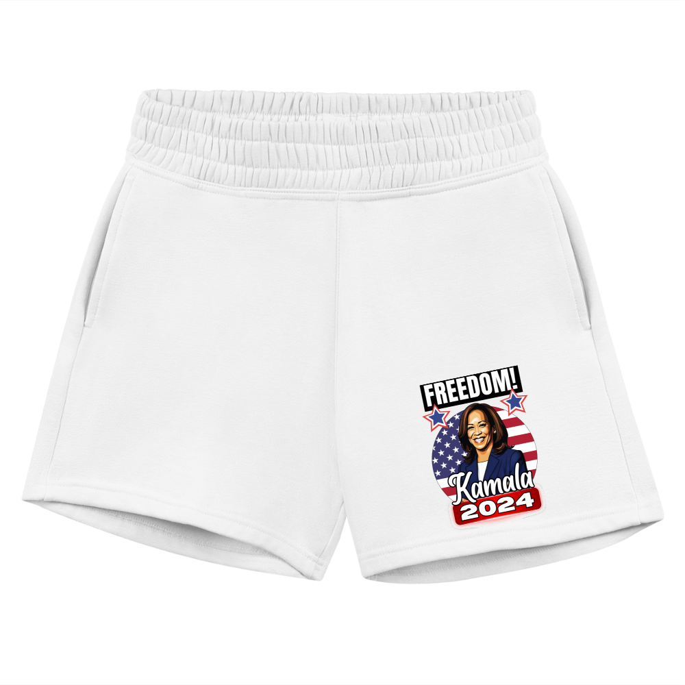 Freedom with Kamala Harris 2024. Women's Jogger Short - white
