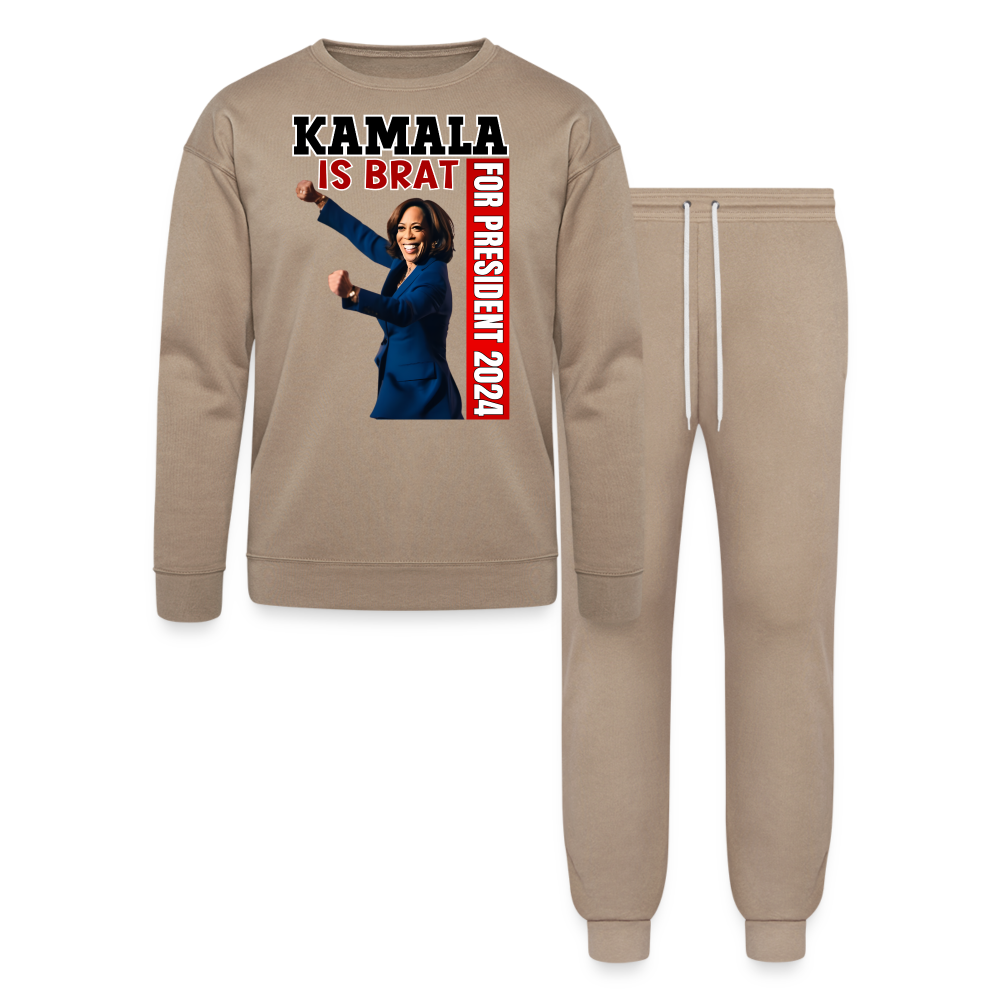 Kamala is brat, for president 2024, Bella + Canvas Unisex Lounge Wear Set - tan