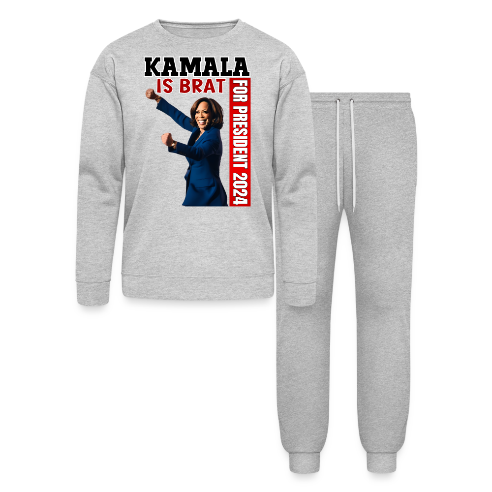 Kamala is brat, for president 2024, Bella + Canvas Unisex Lounge Wear Set - heather gray