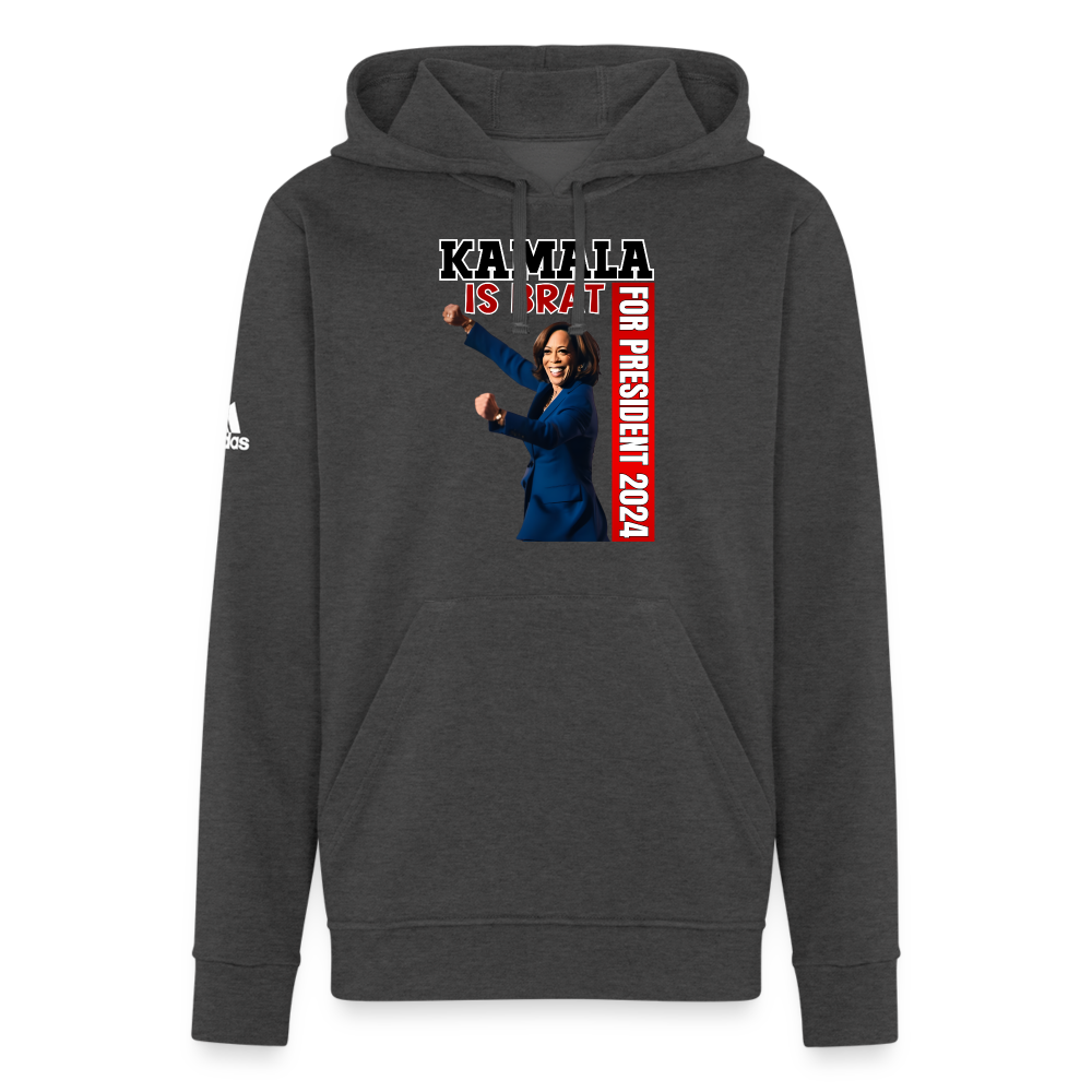 Kamala is brat, for president 2024, Adidas Unisex Fleece Hoodie - charcoal grey