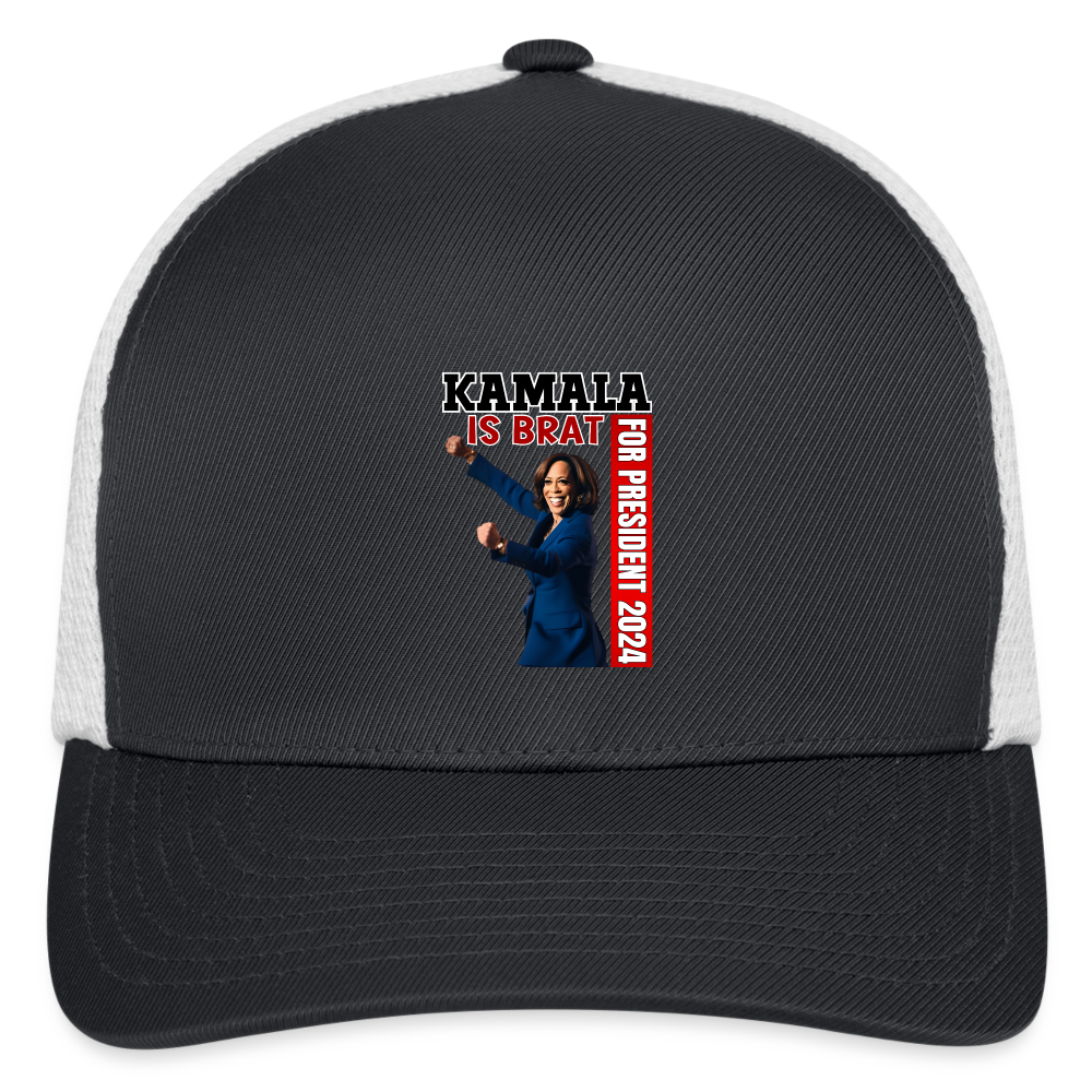 Kamala is brat, for president 2024, Flexfit Fitted Baseball Cap - dark gray/white