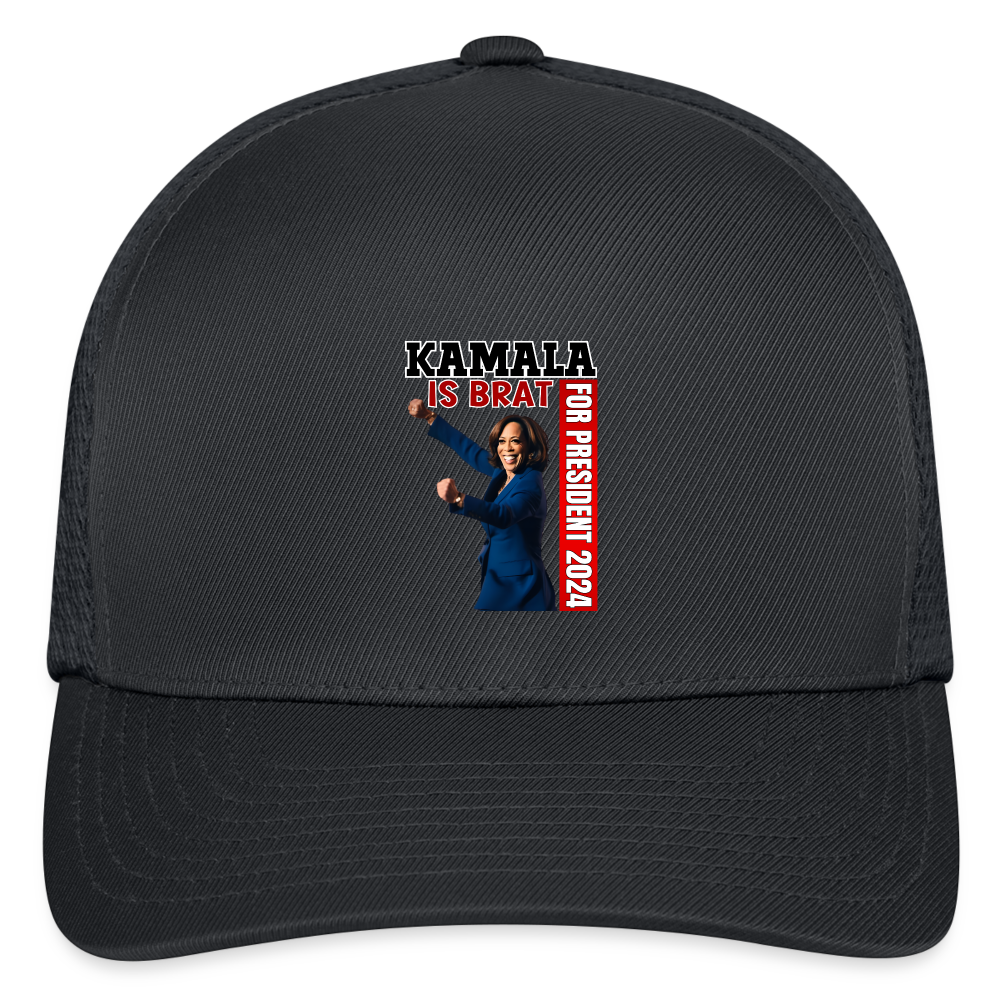 Kamala is brat, for president 2024, Flexfit Fitted Baseball Cap - charcoal