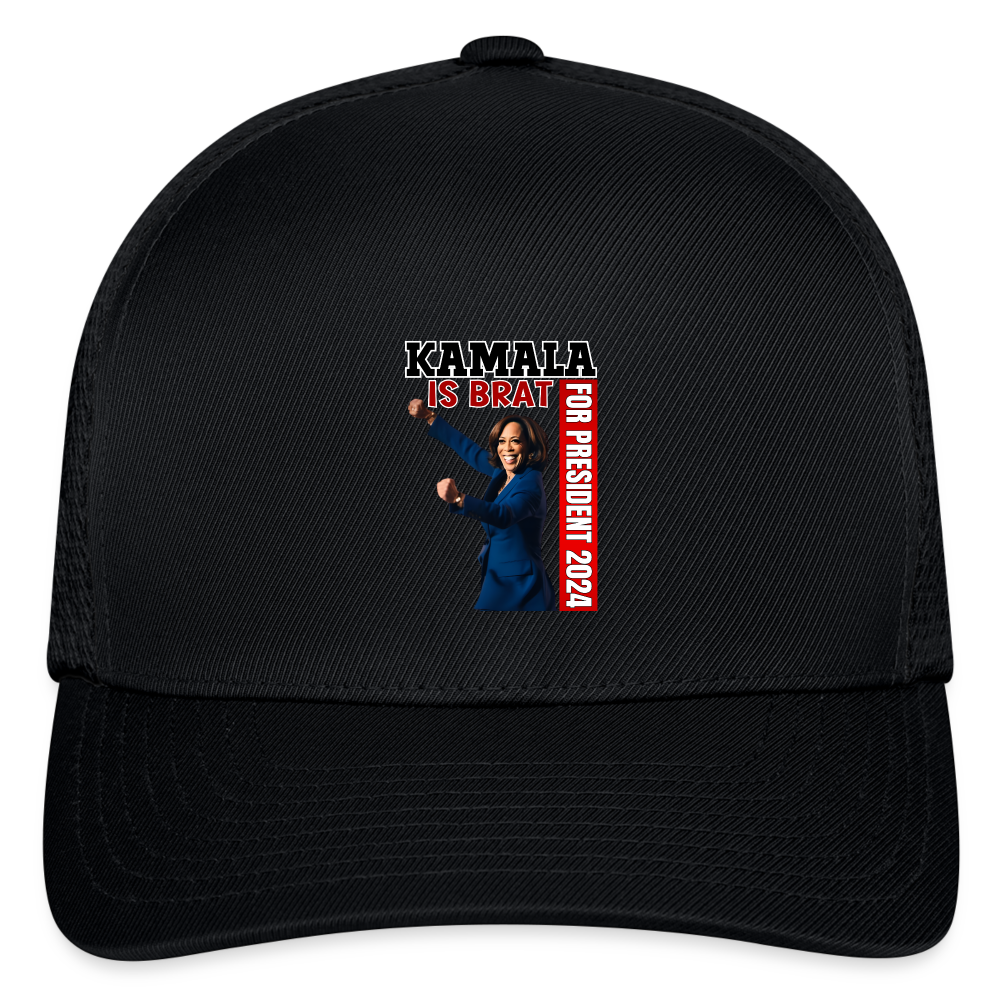 Kamala is brat, for president 2024, Flexfit Fitted Baseball Cap - black