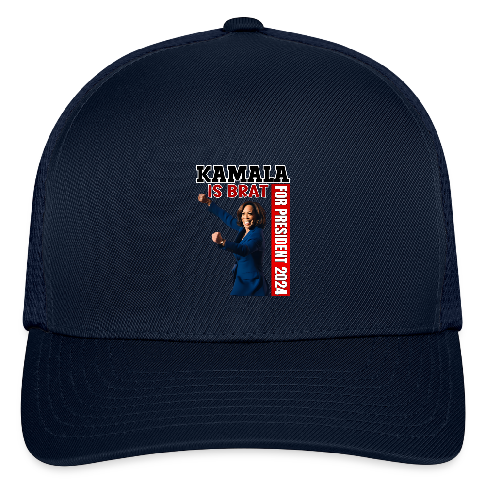 Kamala is brat, for president 2024, Flexfit Fitted Baseball Cap - navy