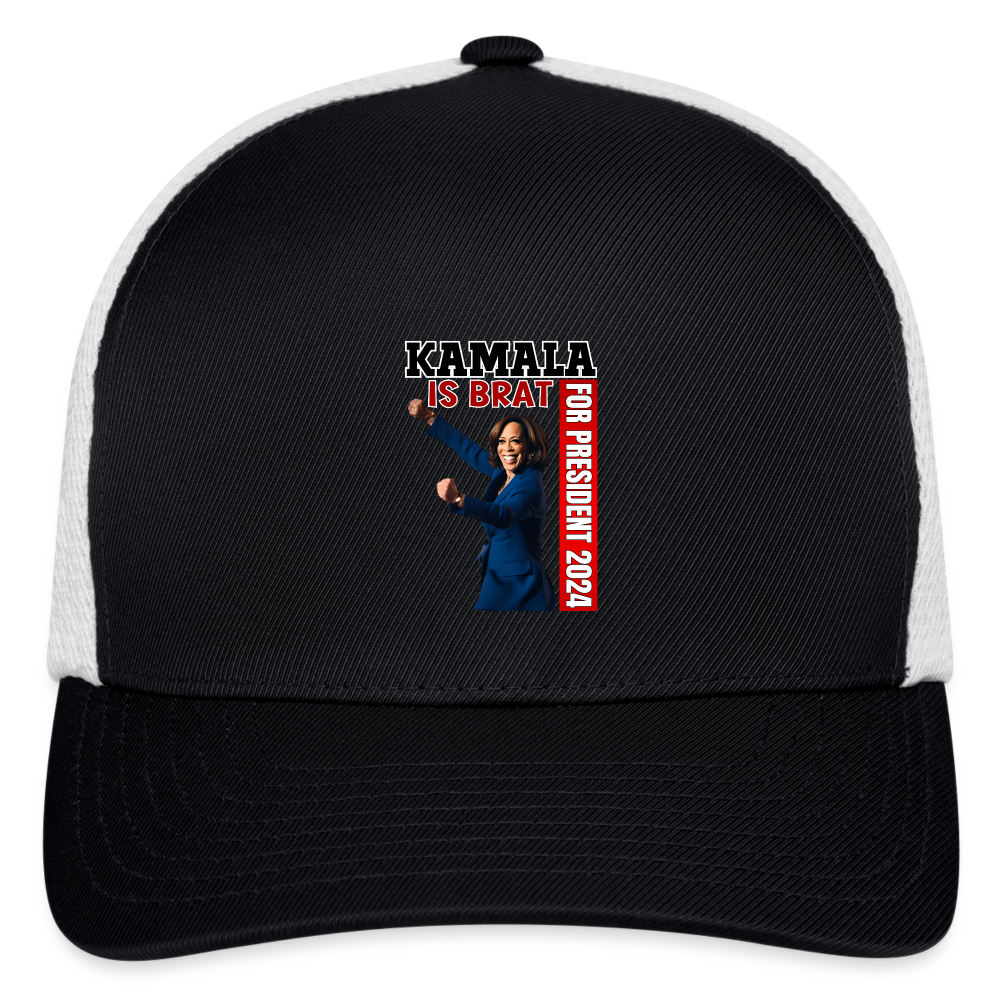 Kamala is brat, for president 2024, Flexfit Fitted Baseball Cap - black/white
