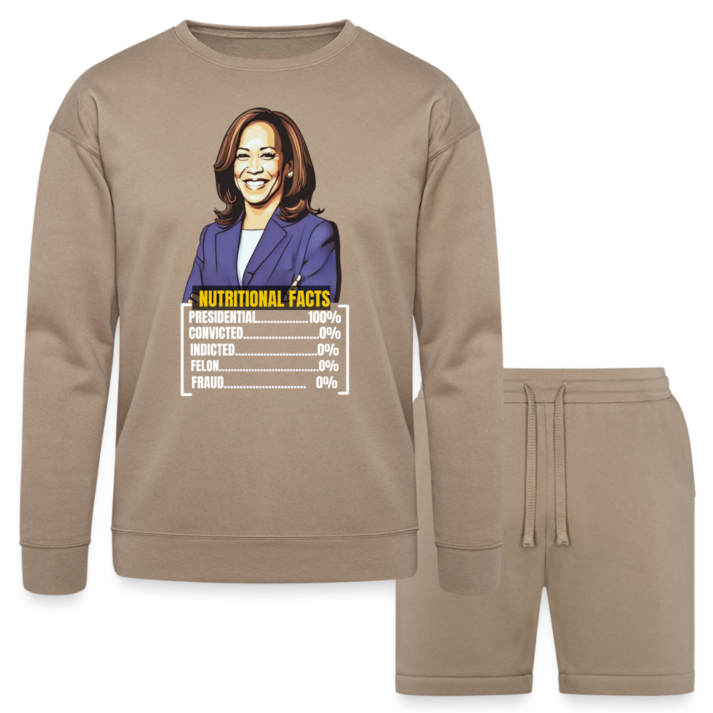 Kamala Harris 2024 presidential nutrition facts, Bella + Canvas Unisex Sweatshirt & Short Set - tan