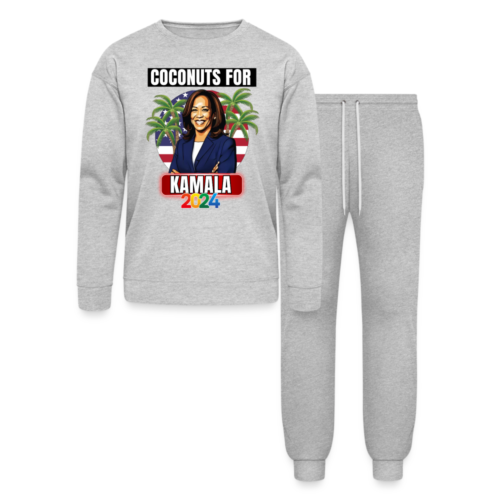 Kamala Harris for President You Think You Just Fell Out Of A Coconut Tree 2024, Bella + Canvas Unisex Lounge Wear Set - heather gray
