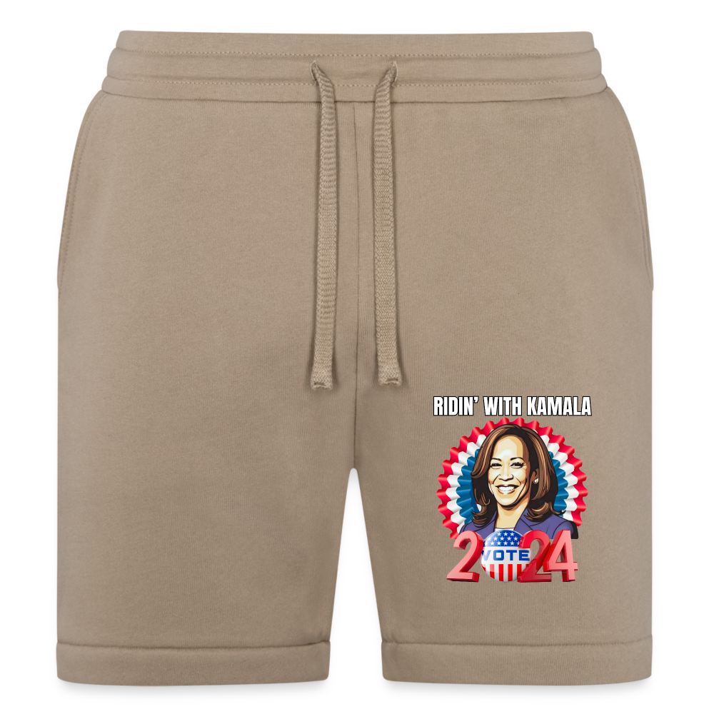 Ridin with Kamala harris for president 2024, Bella + Canvas Unisex Short - tan