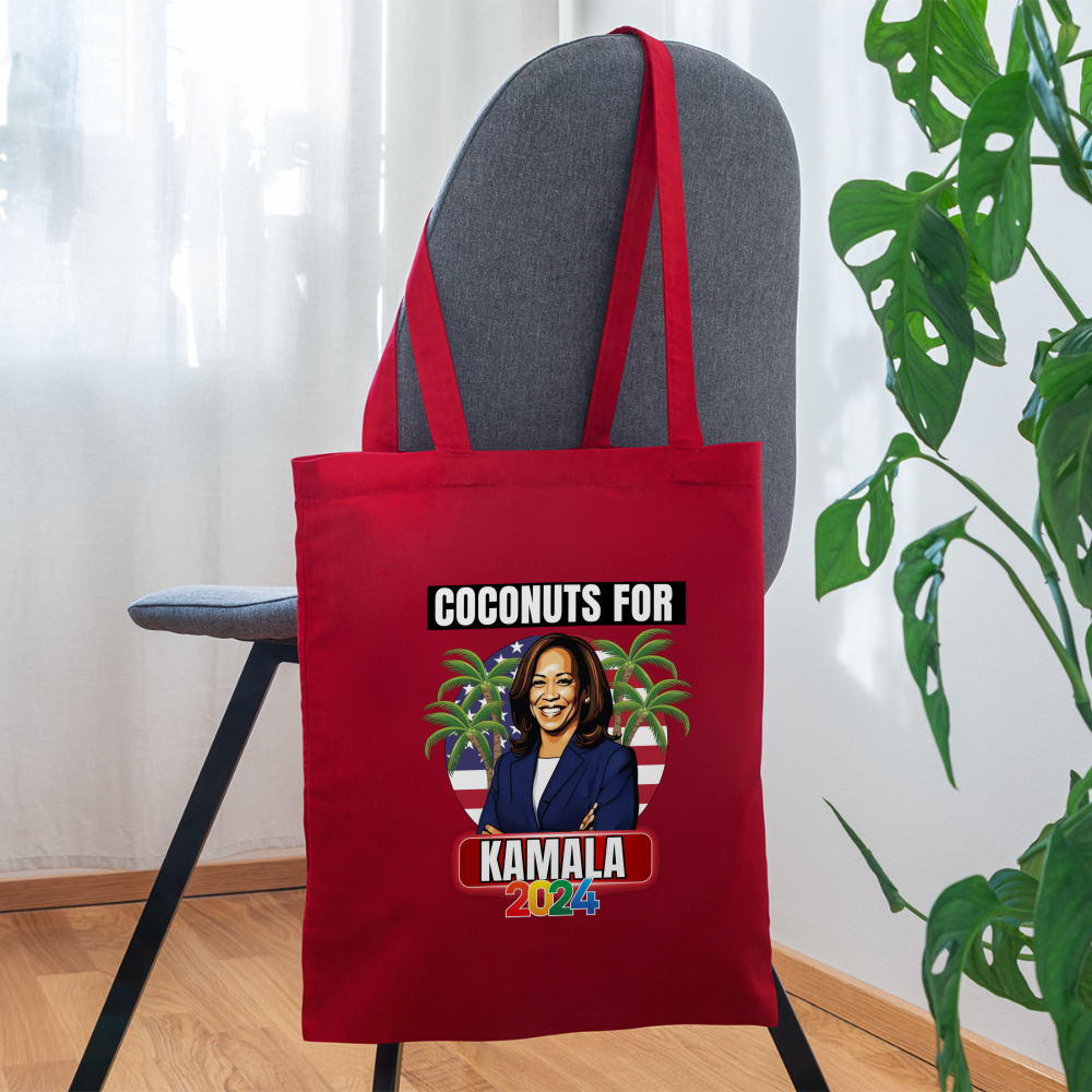 Kamala Harris for President You Think You Just Fell Out Of A Coconut Tree 2024, Tote Bag - red