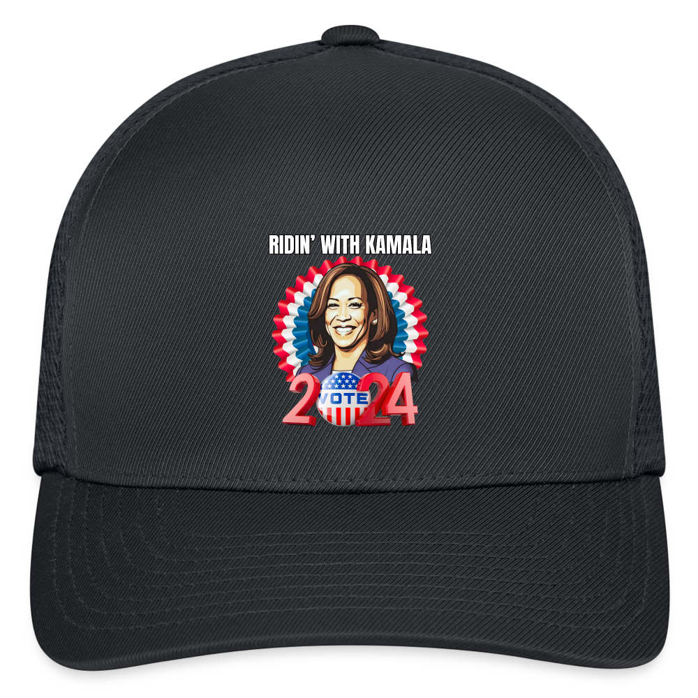 Ridin with Kamala harris for president 2024. Flexfit Fitted Baseball Cap - charcoal