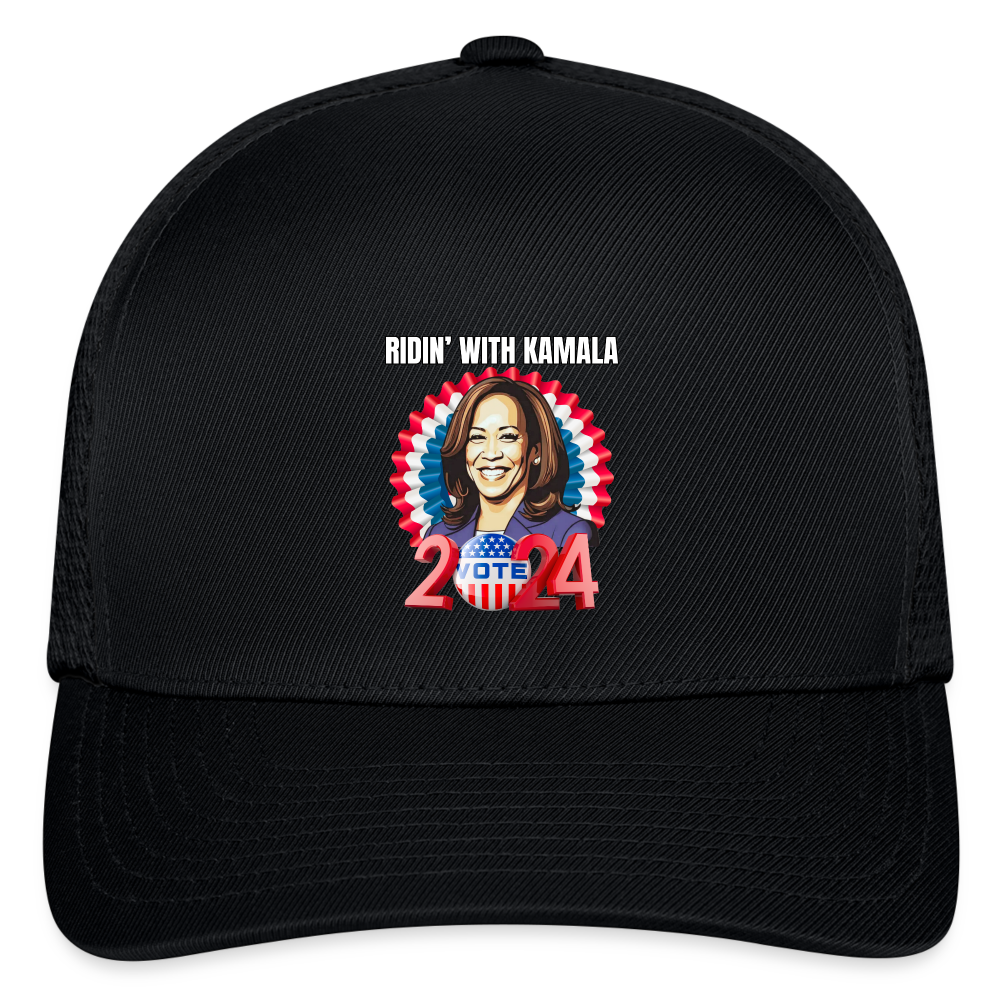 Ridin with Kamala harris for president 2024. Flexfit Fitted Baseball Cap - black