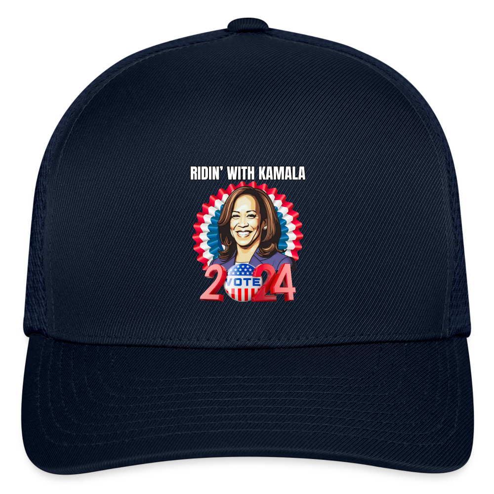Ridin with Kamala harris for president 2024. Flexfit Fitted Baseball Cap - navy