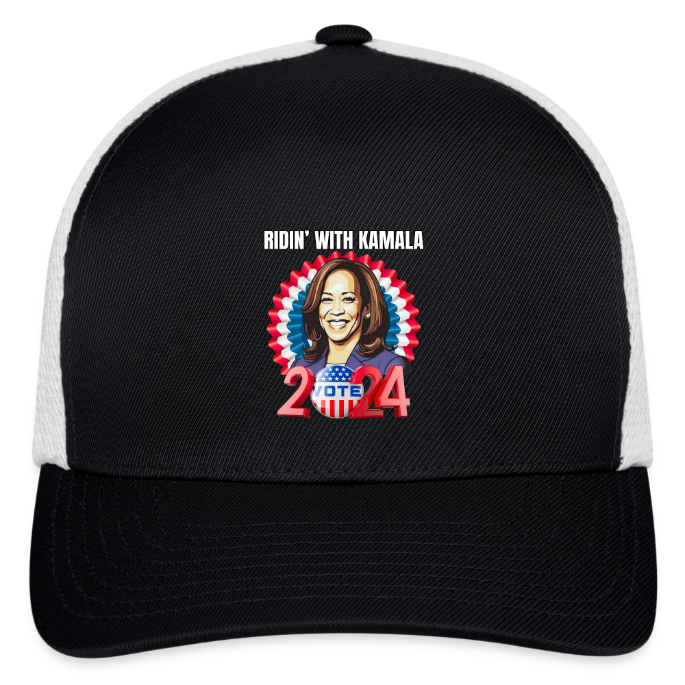Ridin with Kamala harris for president 2024. Flexfit Fitted Baseball Cap - black/white