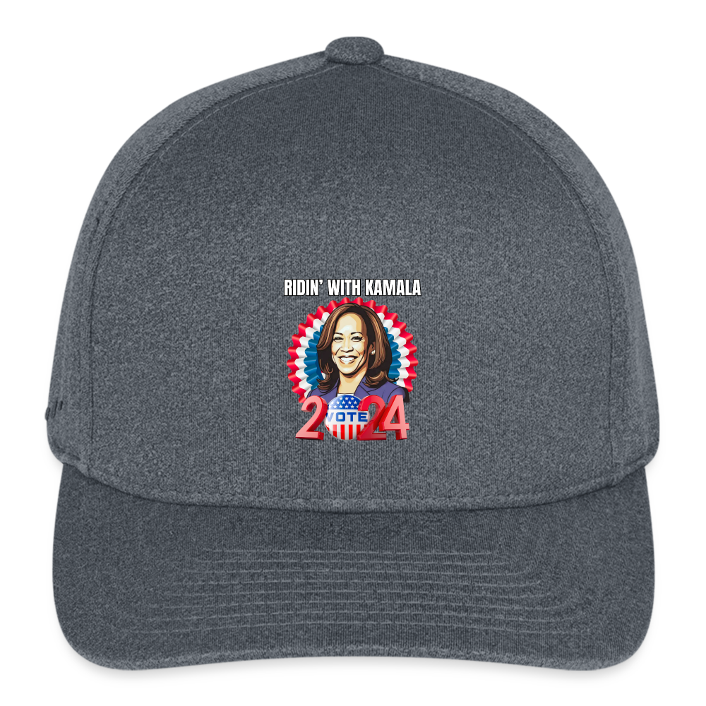 Ridin with Kamala harris for president 2024, Flexfit Fitted Melange Baseball Cap - dark heather gray
