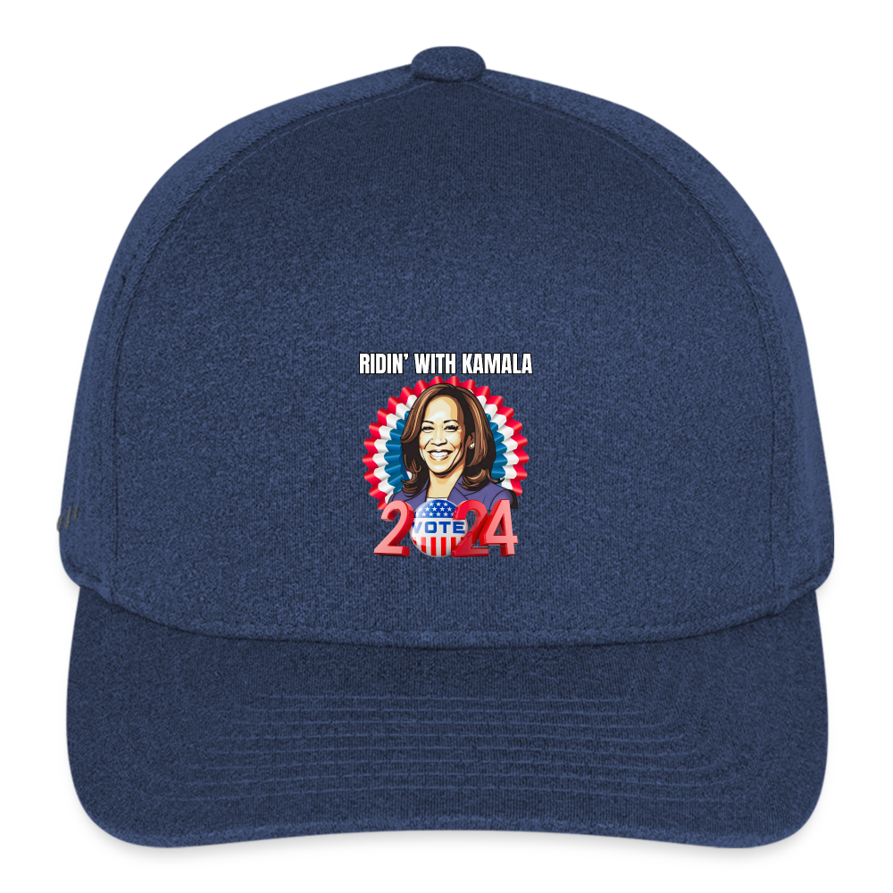 Ridin with Kamala harris for president 2024, Flexfit Fitted Melange Baseball Cap - heather navy
