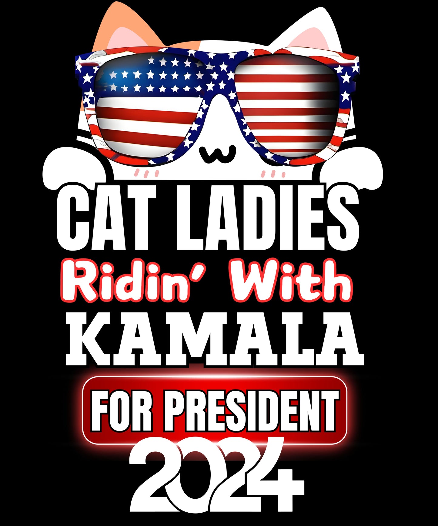 Cat Ladies, Vote for Harris 2024, Funny Ridin With Kamala T-Shirt