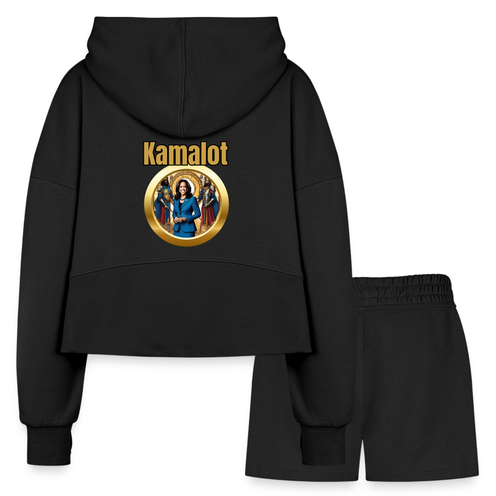 Kamal Harris For President Women’s Cropped Hoodie & Jogger Short Set - black