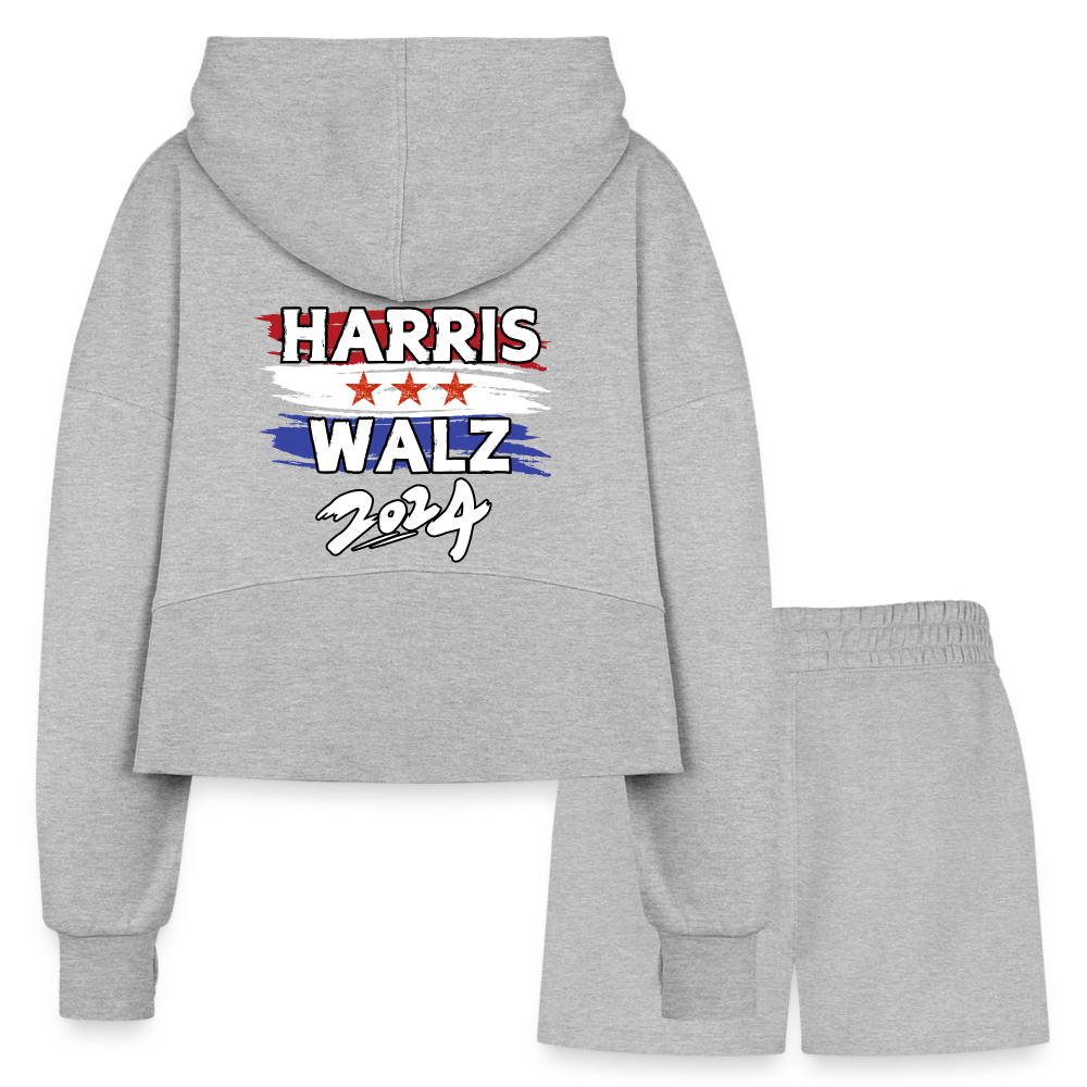 Kamala Harris and Tim Walz, Your vote matters 2024 Women’s Cropped Hoodie & Jogger Short Set - heather gray