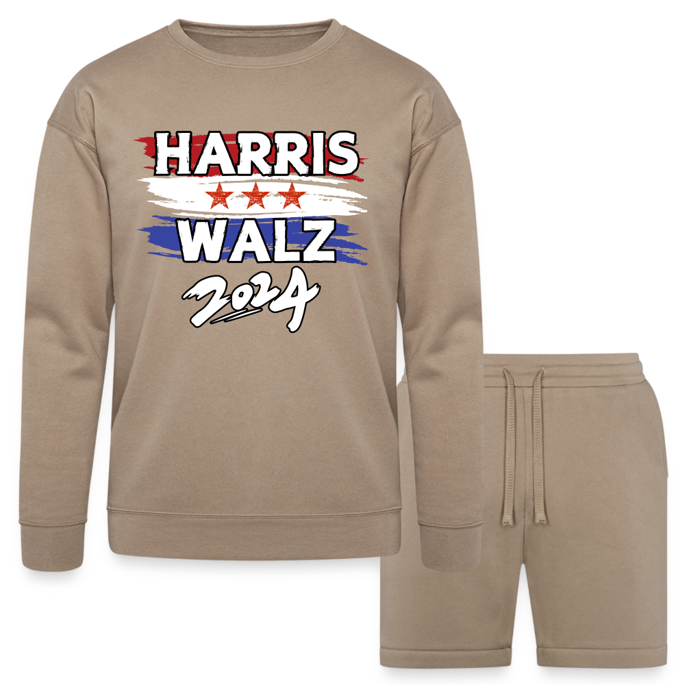 Kamala Harris and Tim Walz, Your vote matters 2024 Bella + Canvas Unisex Sweatshirt & Short Set - tan