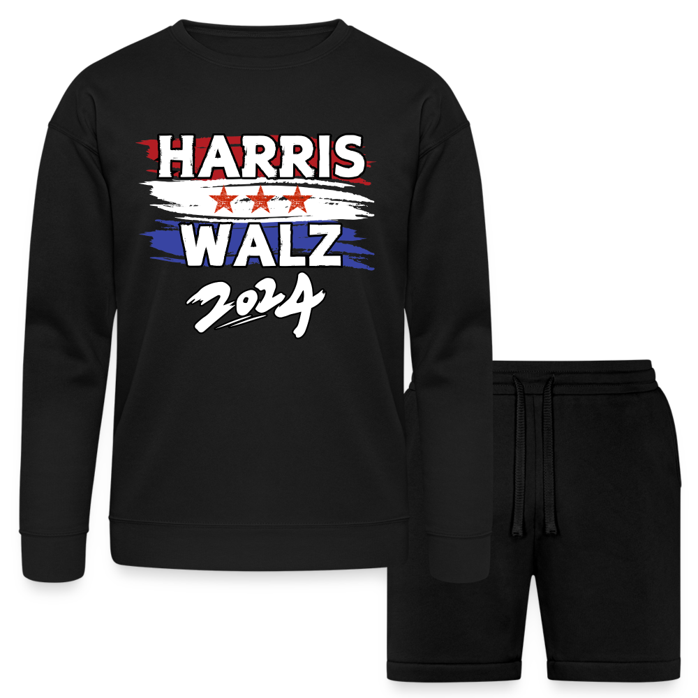 Kamala Harris and Tim Walz, Your vote matters 2024 Bella + Canvas Unisex Sweatshirt & Short Set - black