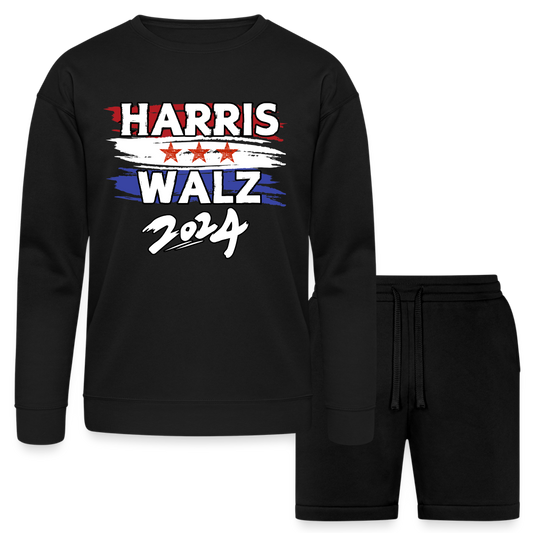 Kamala Harris and Tim Walz, Your vote matters 2024 Bella + Canvas Unisex Sweatshirt & Short Set - black