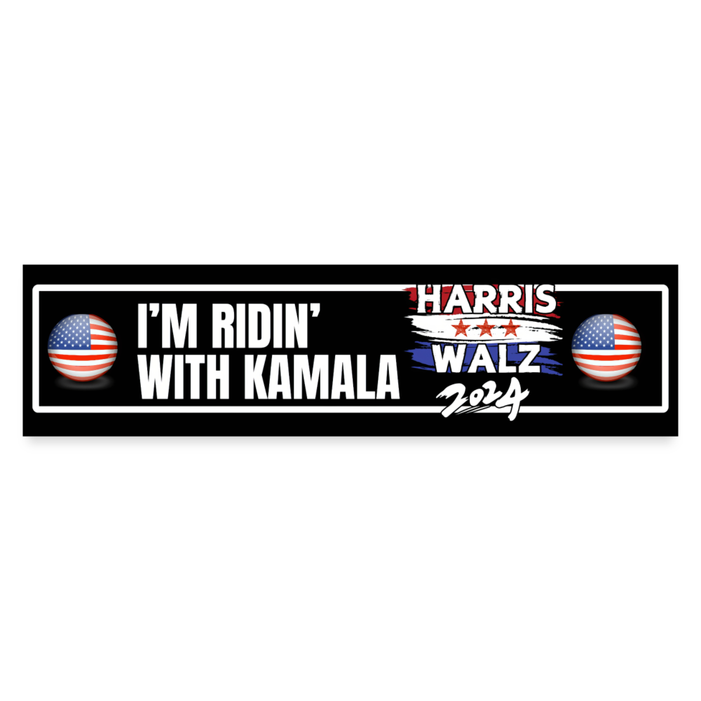 I' ridin with kamala Bumper Sticker - white matte