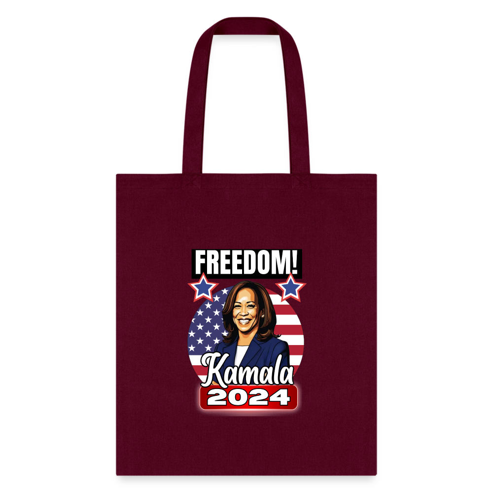 Freedom with Kamala Harris 2024. Tote Bag - burgundy