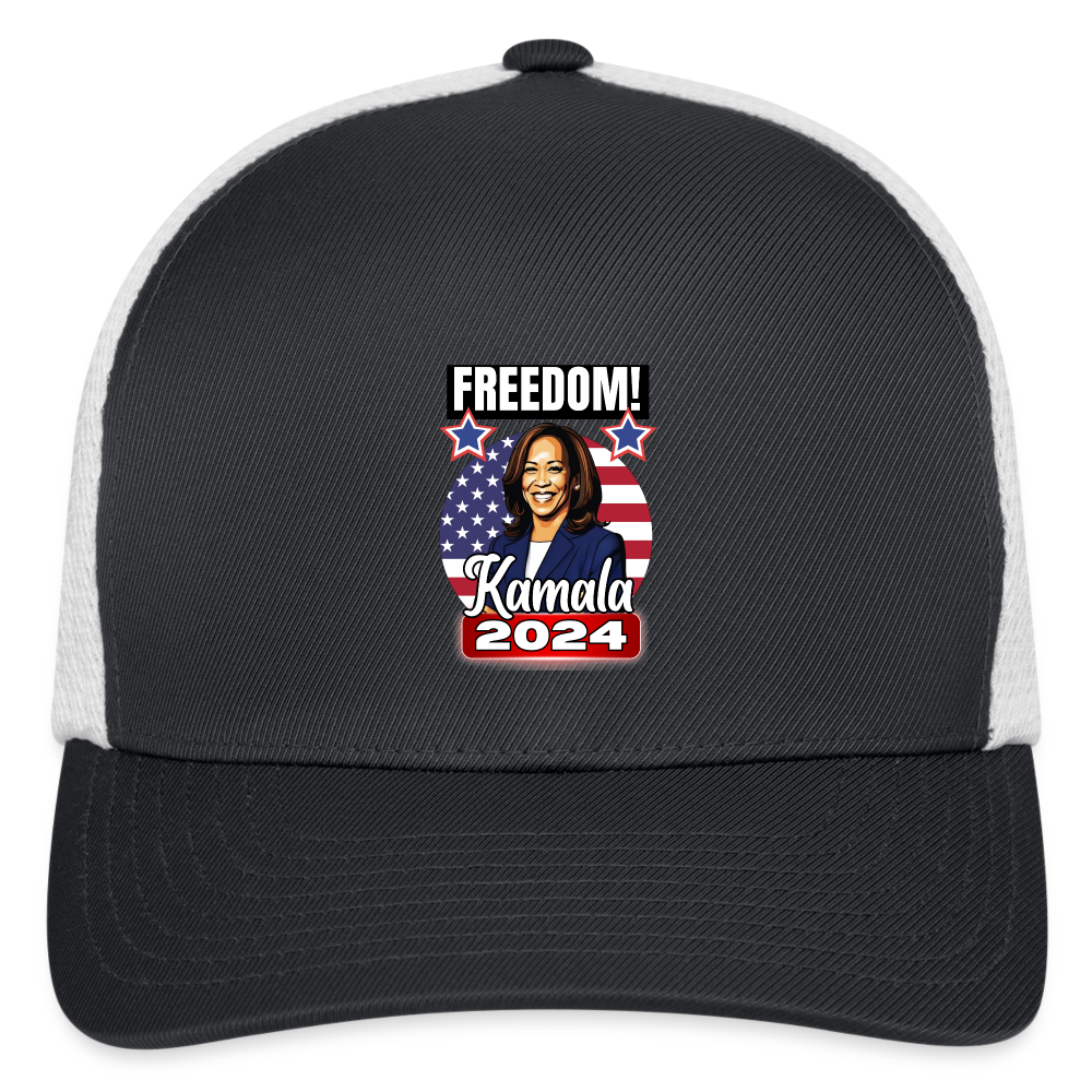 Freedom with Kamala Harris 2024. Flexfit Fitted Baseball Cap - dark gray/white