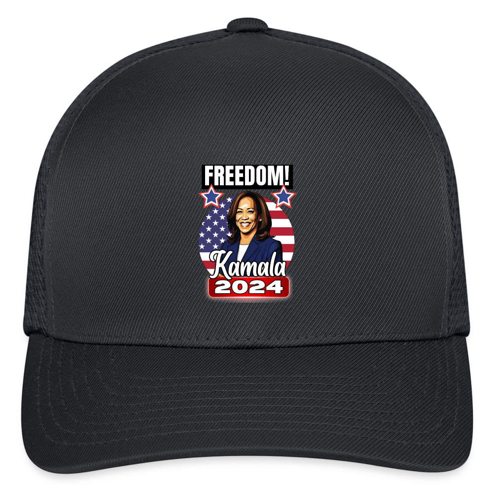 Freedom with Kamala Harris 2024. Flexfit Fitted Baseball Cap - charcoal