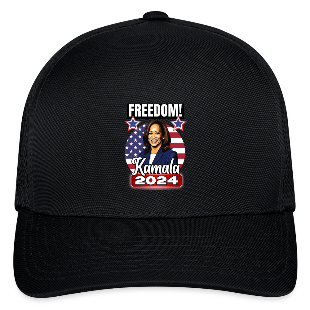 Freedom with Kamala Harris 2024. Flexfit Fitted Baseball Cap - black