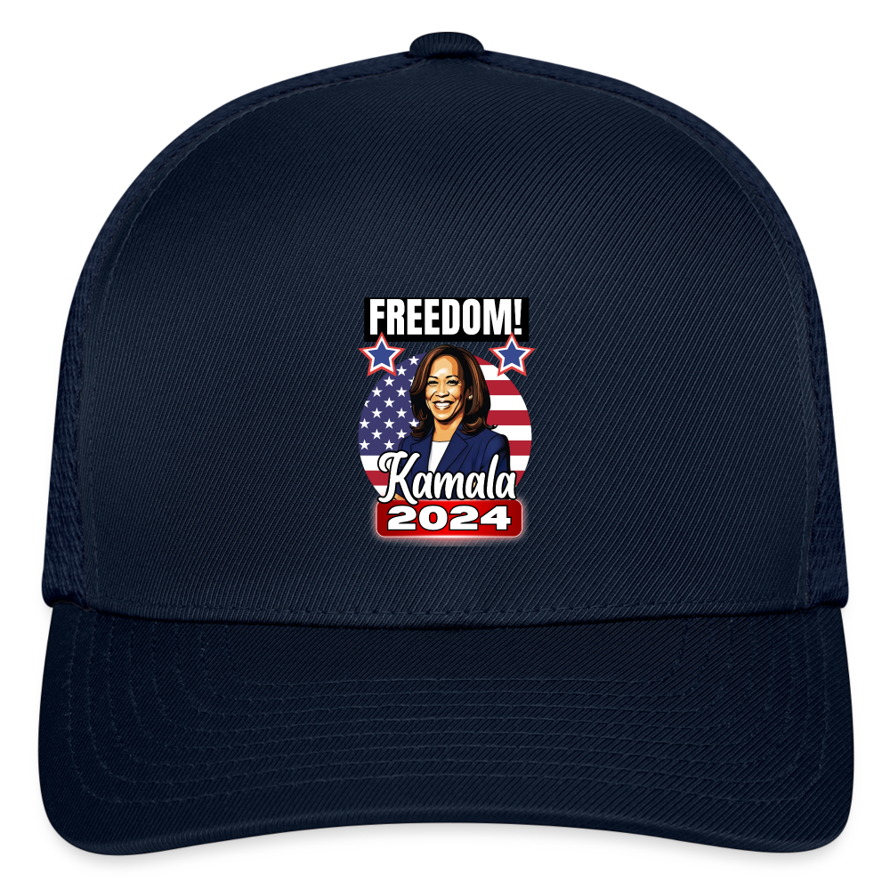 Freedom with Kamala Harris 2024. Flexfit Fitted Baseball Cap - navy