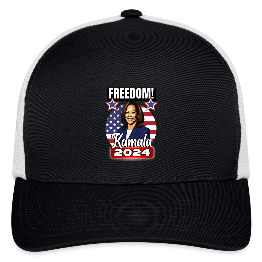 Freedom with Kamala Harris 2024. Flexfit Fitted Baseball Cap - black/white