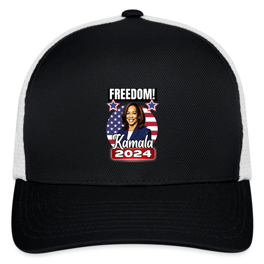 Freedom with Kamala Harris 2024. Flexfit Fitted Baseball Cap - black/white