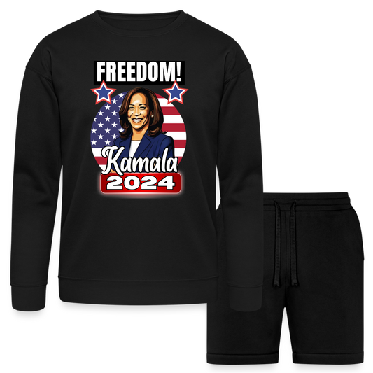 Freedom with Kamala Harris 2024. Bella + Canvas Unisex Sweatshirt & Short Set - black