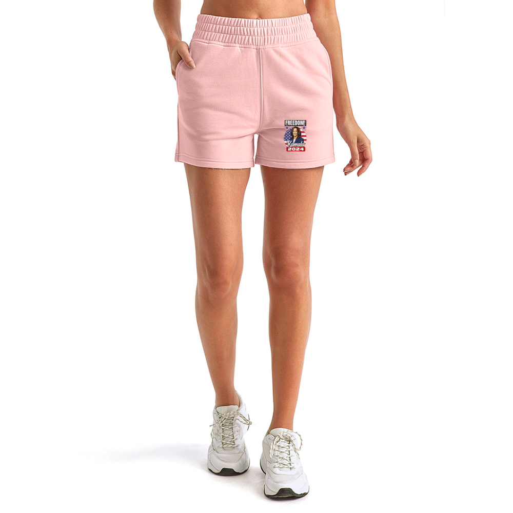 Freedom with Kamala Harris 2024.  Women's Jogger Short - light pink