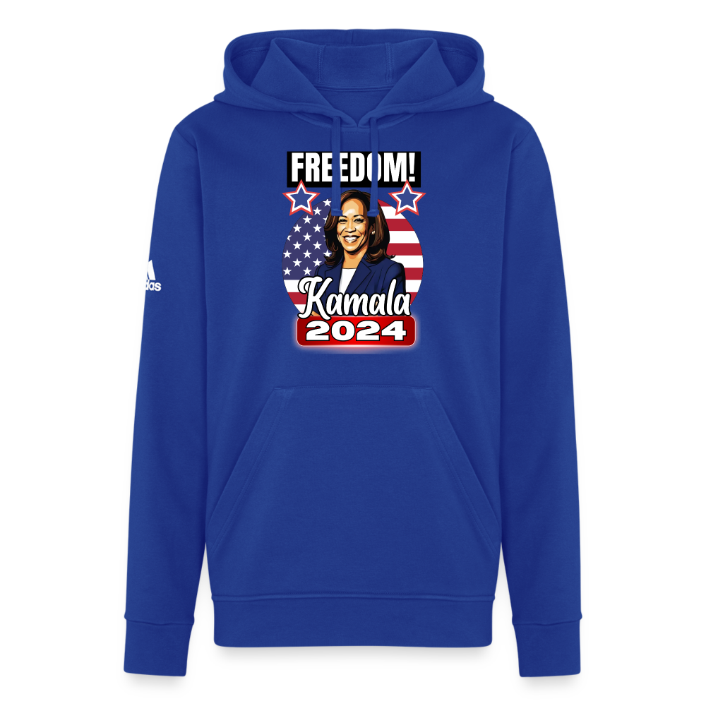 Freedom with Kamala Harris 2024. Adidas Unisex Fleece Hoodie - royal blue