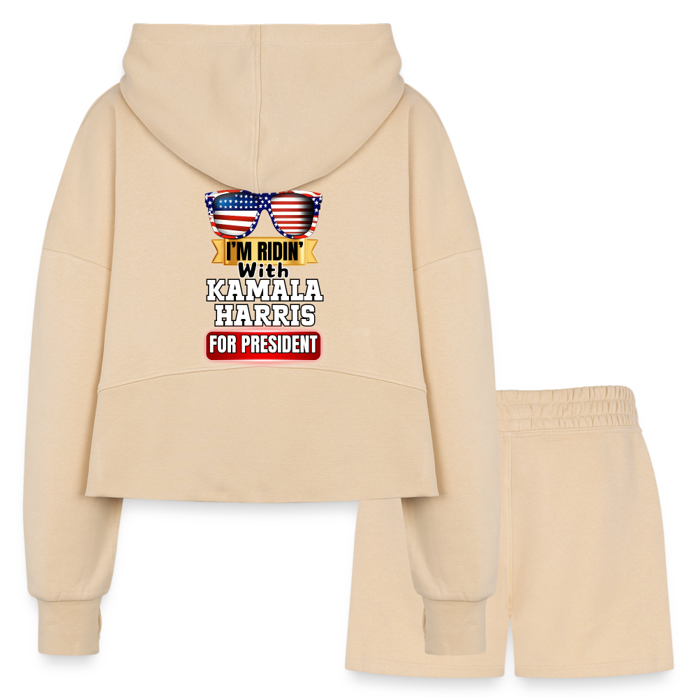 I'm Ridin with Kamala Harris for President. Women’s Cropped Hoodie & Jogger Short Set - nude