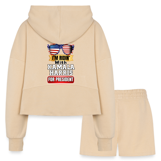 I'm Ridin with Kamala Harris for President. Women’s Cropped Hoodie & Jogger Short Set - nude