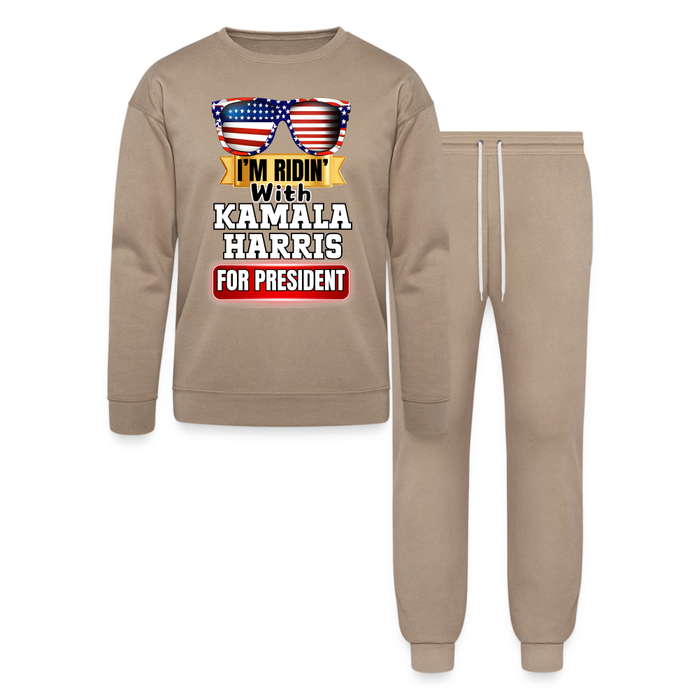 I'm Ridin with Kamala Harris for President. Bella + Canvas Unisex Lounge Wear Set - tan