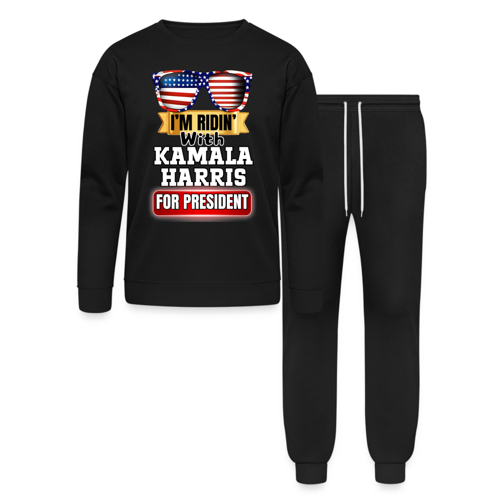 I'm Ridin with Kamala Harris for President. Bella + Canvas Unisex Lounge Wear Set - black