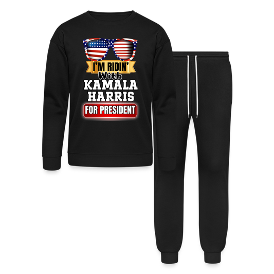 I'm Ridin with Kamala Harris for President. Bella + Canvas Unisex Lounge Wear Set - black