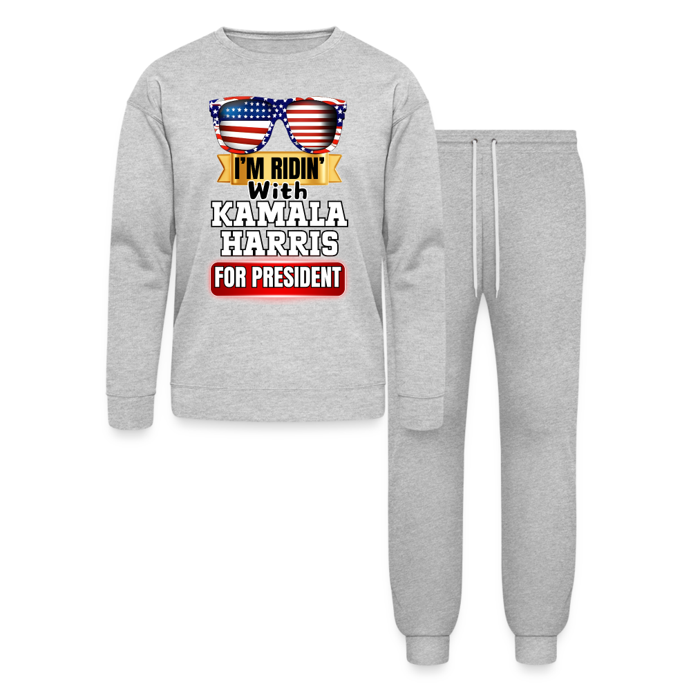 I'm Ridin with Kamala Harris for President. Bella + Canvas Unisex Lounge Wear Set - heather gray