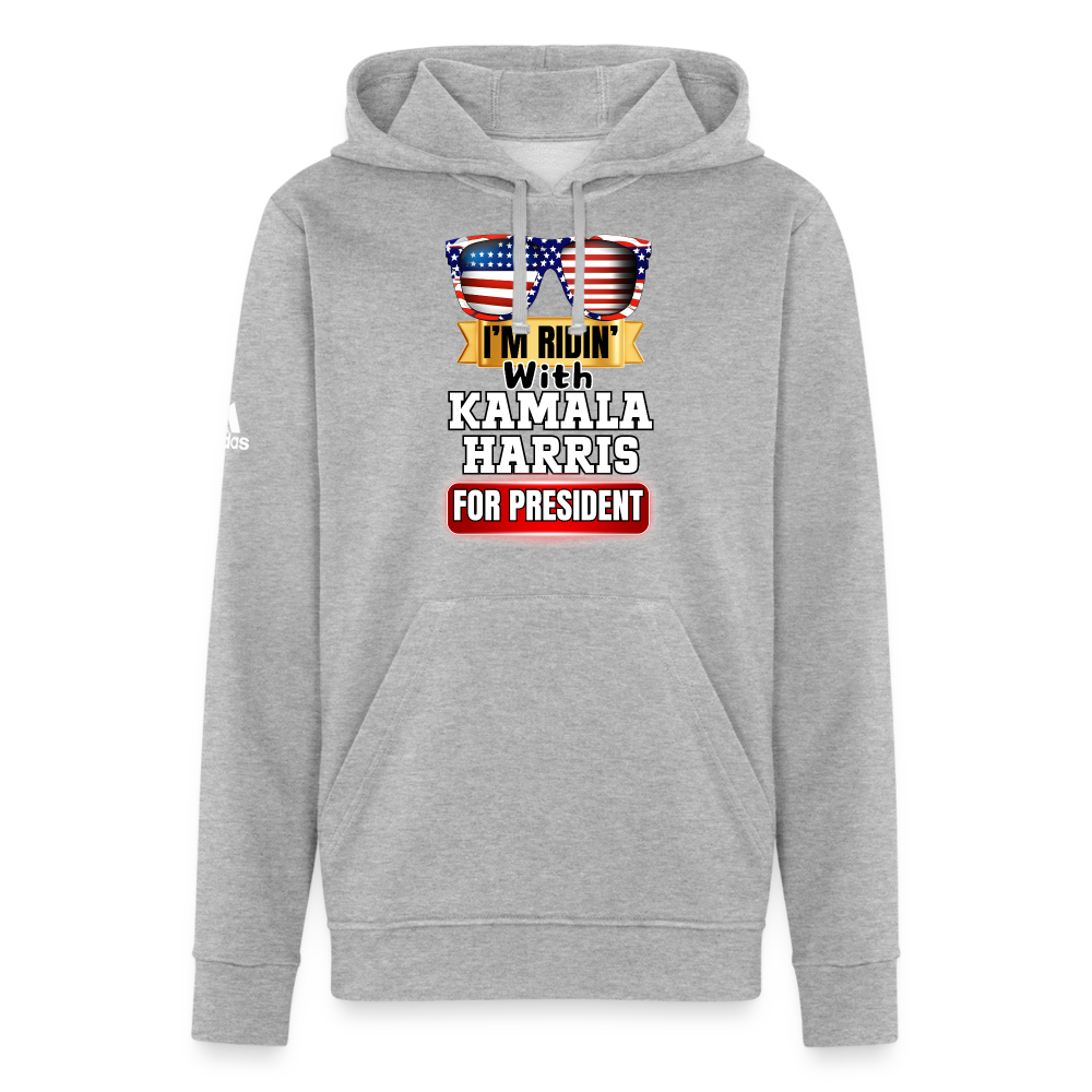 I'm Ridin with Kamala Harris for President. Adidas Unisex Fleece Hoodie - heather gray