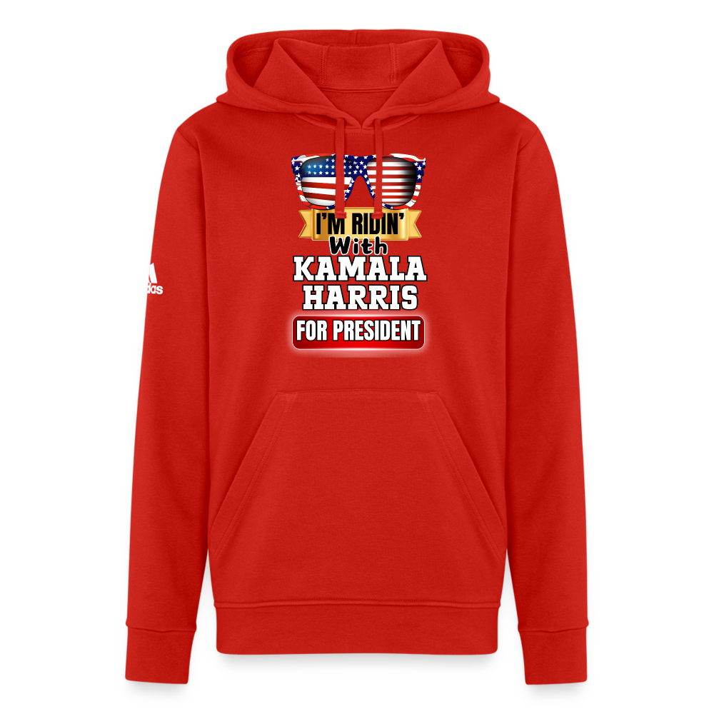 I'm Ridin with Kamala Harris for President. Adidas Unisex Fleece Hoodie - red