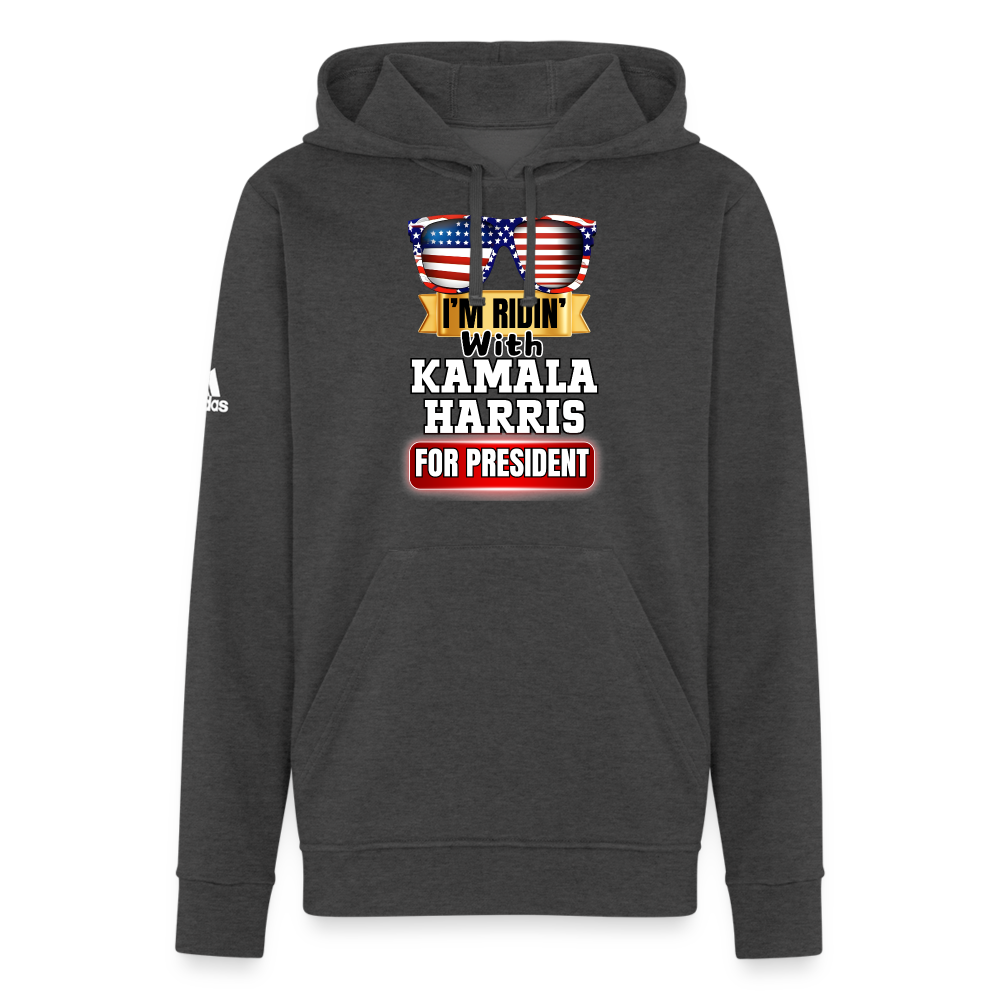 I'm Ridin with Kamala Harris for President. Adidas Unisex Fleece Hoodie - charcoal grey