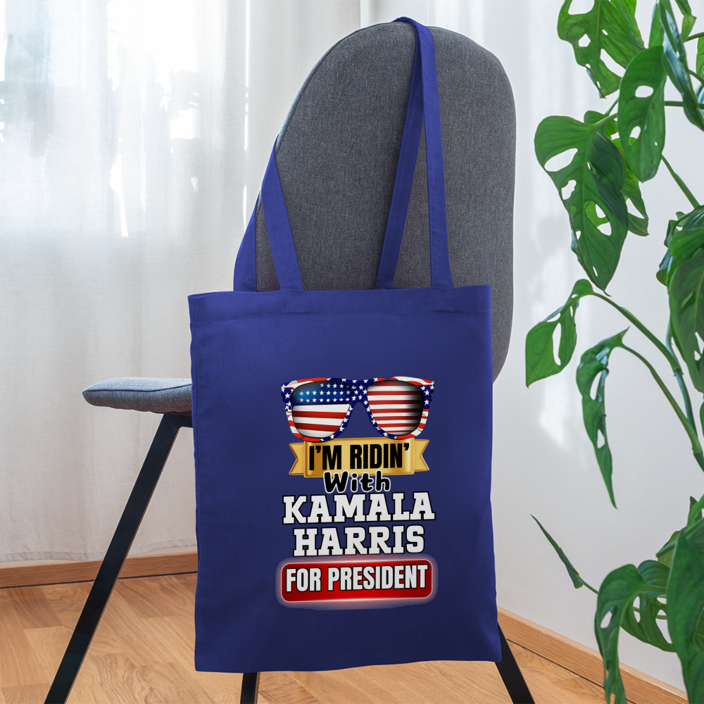 I'm Ridin with Kamala Harris for President. Tote Bag - royal blue