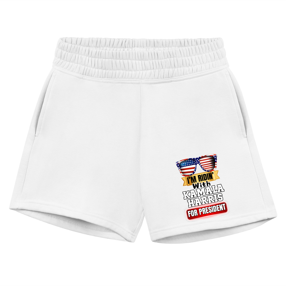 I'm Ridin with Kamala Harris for President. Women's Jogger Short - white